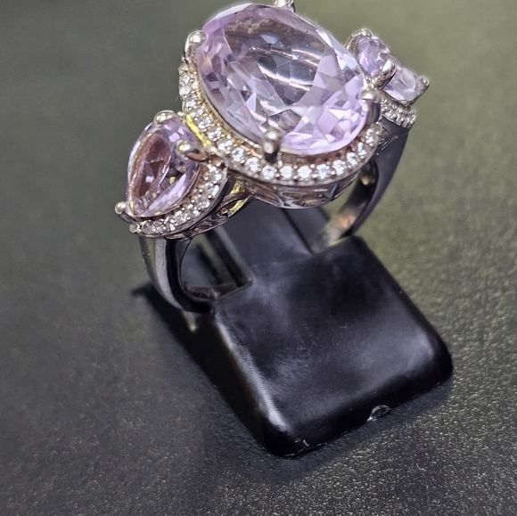 Genuine Rose De France Amethyst Ring in Platinum/925 Sz 6. New! - Picture 8 of 11